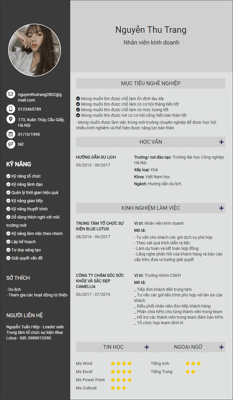 CV tiếng Việt tham khảo - Mẫu CV tiêu chuẩn - cv.timviec.com.vn CV tiếng Việt tham khảo - Mẫu CV tiêu chuẩn - cv.timviec.com.vn