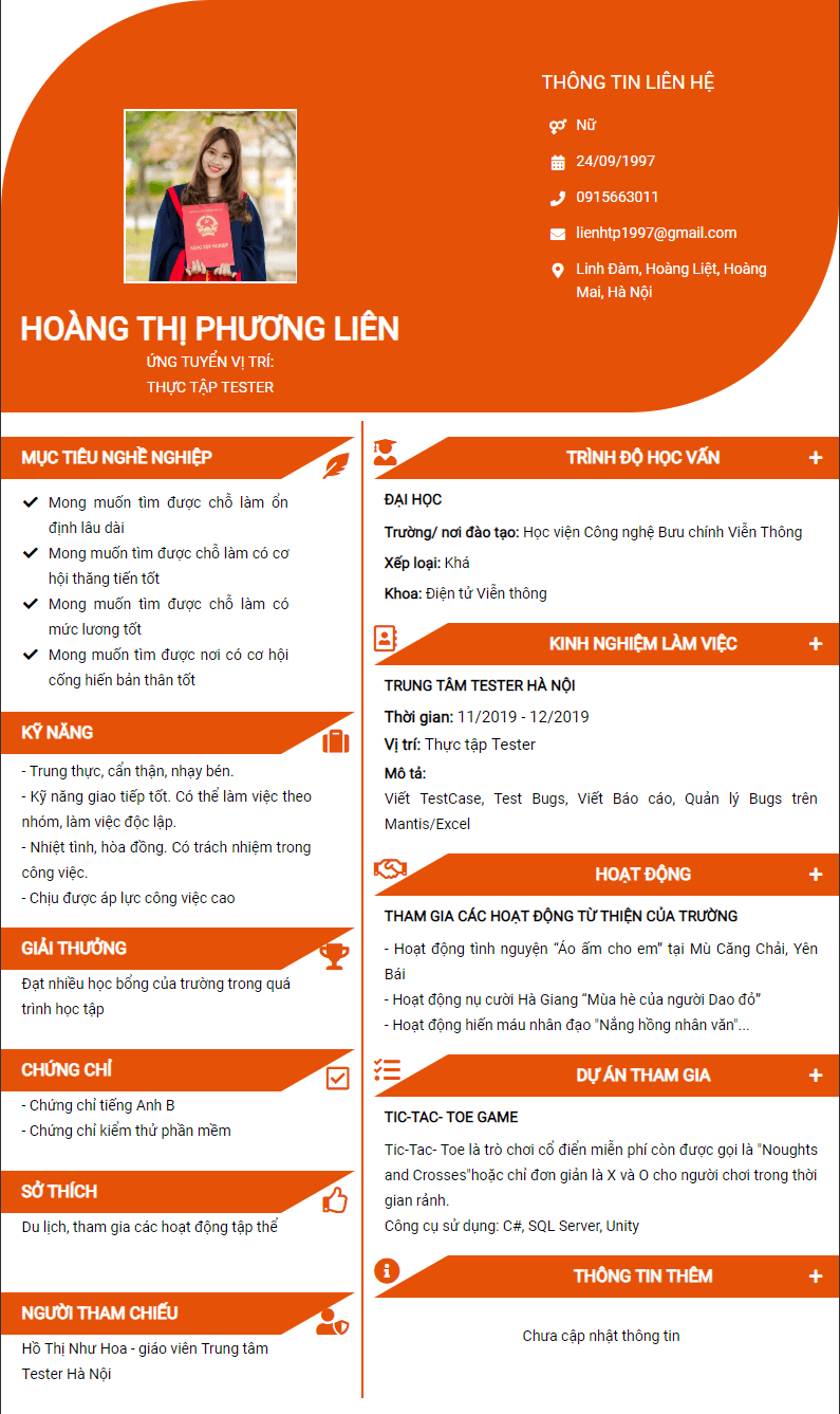 CV tiếng Việt tham khảo - Mẫu CV cá tính - cv.timviec.com.vn