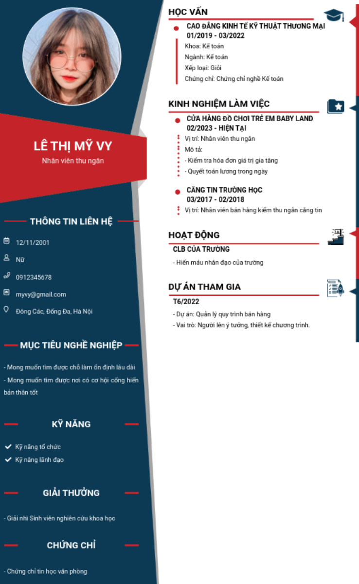 CV tiếng Việt tham khảo - Mẫu CV thu ngân - cv.timviec.com.vn CV tiếng Việt tham khảo - Mẫu CV thu ngân - cv.timviec.com.vn