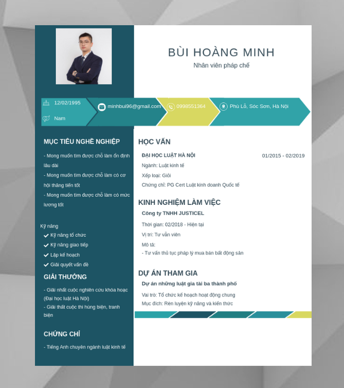 Mẫu CV ngành Luật