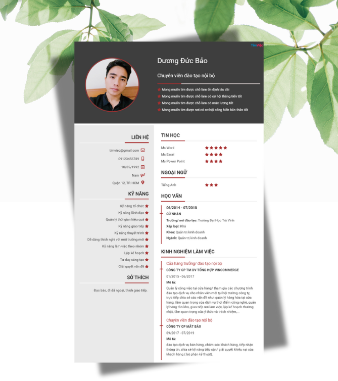 Mẫu CV chuyên viên đào tạo nội bộ Mẫu CV chuyên viên đào tạo nội bộ